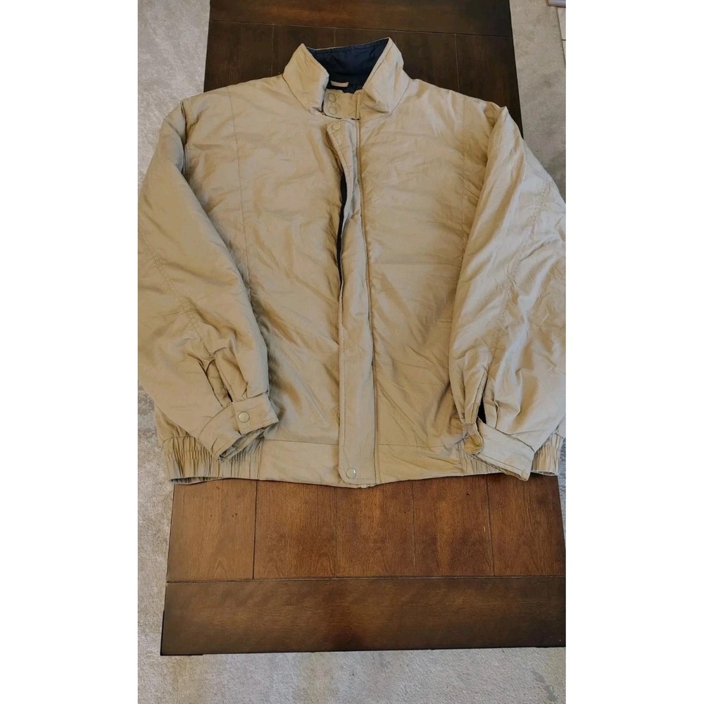 Saddlebrook Mens 2X Tan Khaki Bomber Jacket Full Zip Snap Front Padded Lined